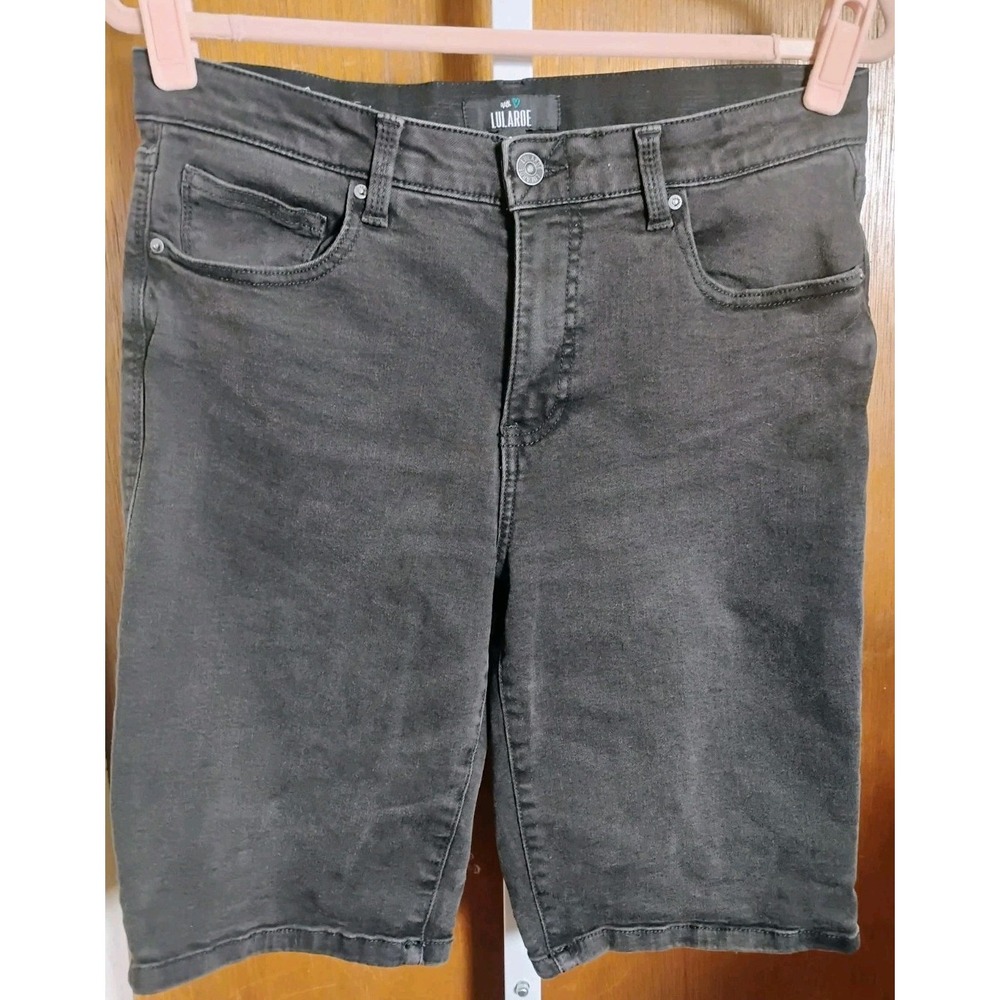 Lularoe Women's Black Denim Shorts Jeans Bermuda Cut Size 30 "With Love Lularoe"